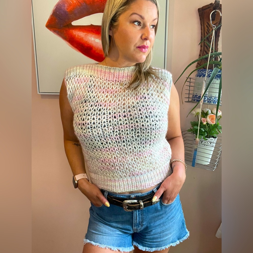 Vintage White and Pink Tank Top